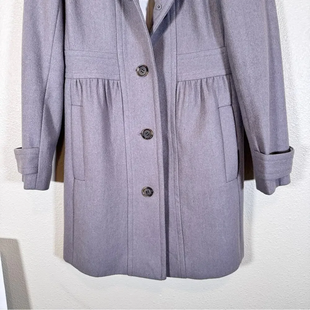 J Crew Grey Wool Lady Day Pea Coat Womens 4 Preppy Button Down Warm Winter - Picture 9 of 13